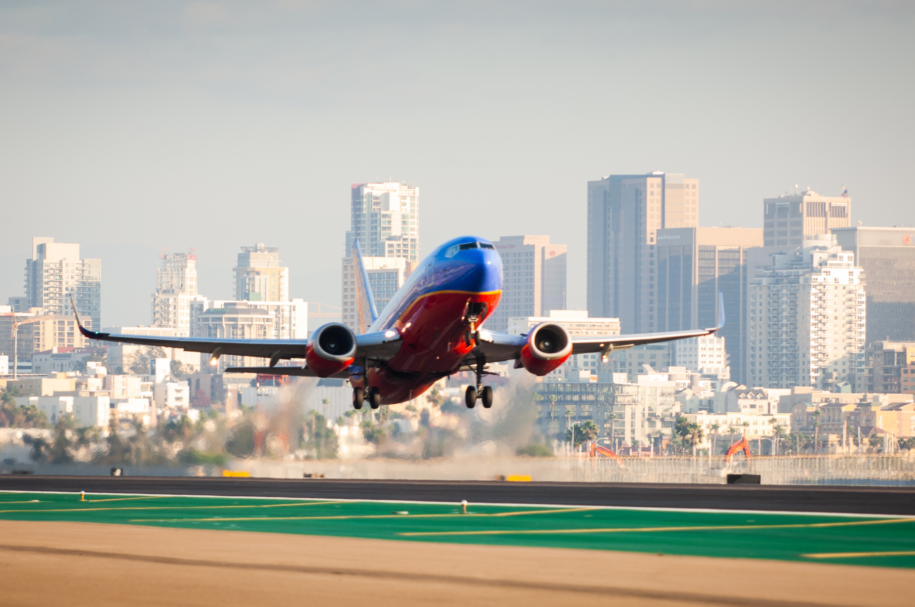 Southwest Airlines lifts off from runway