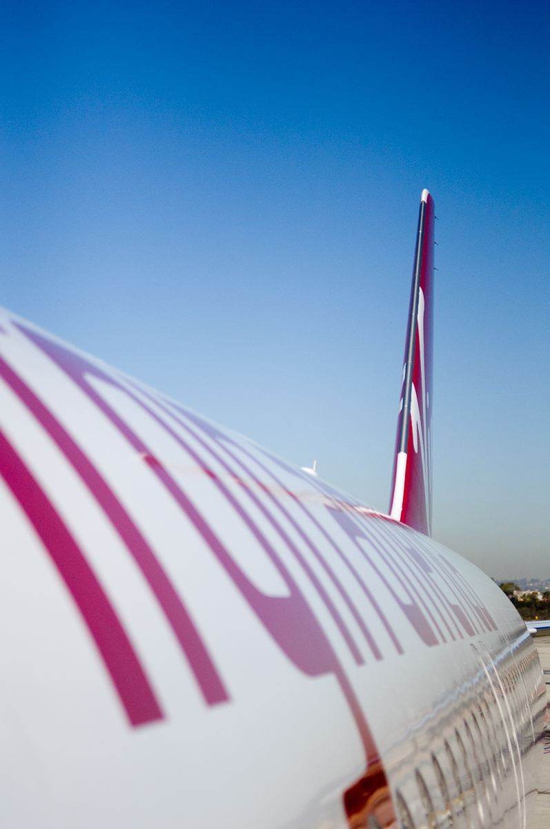 Fuselage and tail Virgin America plane