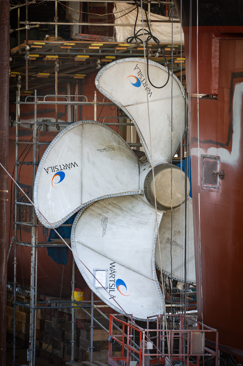 Giant Shipping Propellor in Dry Dock Shipyard
